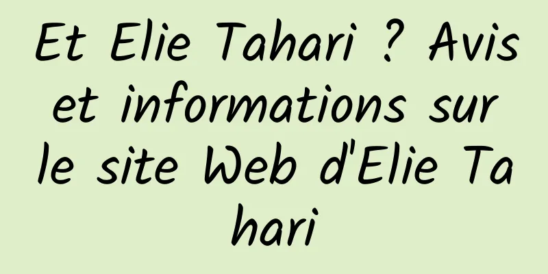 Et Elie Tahari ? Avis et informations sur le site Web d'Elie Tahari
