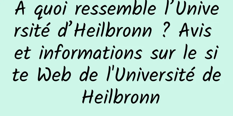 À quoi ressemble l’Université d’Heilbronn ? Avis et informations sur le site Web de l'Université de Heilbronn