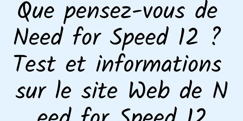 Que pensez-vous de Need for Speed ​​​​12 ? Test et informations sur le site Web de Need for Speed ​​​​12