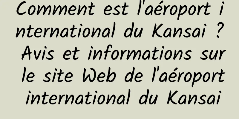 Comment est l'aéroport international du Kansai ? Avis et informations sur le site Web de l'aéroport international du Kansai