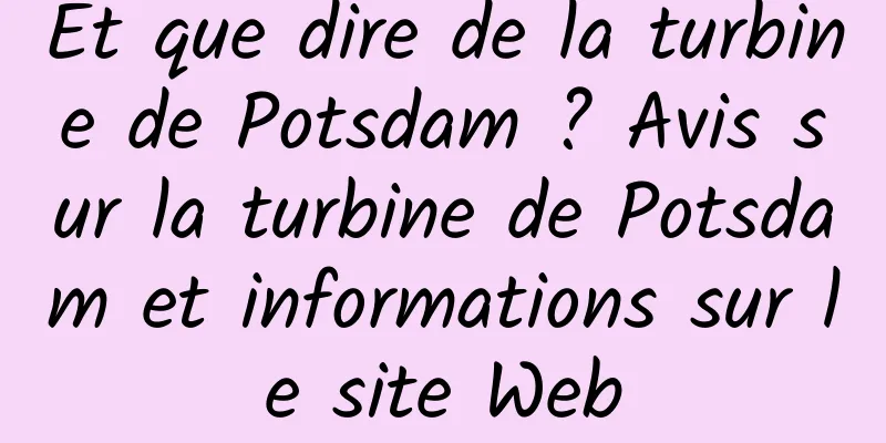 Et que dire de la turbine de Potsdam ? Avis sur la turbine de Potsdam et informations sur le site Web