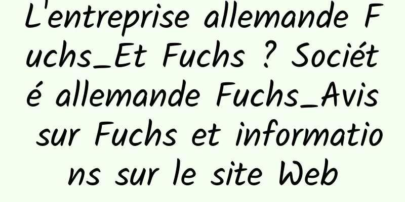 L'entreprise allemande Fuchs_Et Fuchs ? Société allemande Fuchs_Avis sur Fuchs et informations sur le site Web