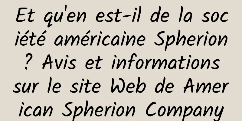 Et qu'en est-il de la société américaine Spherion ? Avis et informations sur le site Web de American Spherion Company