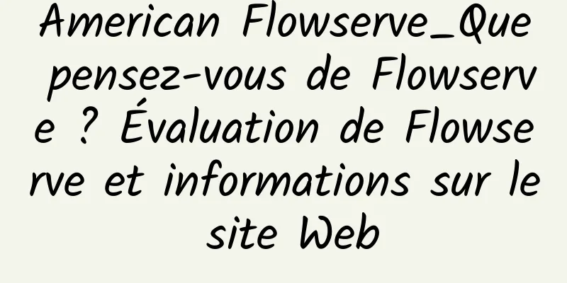 American Flowserve_Que pensez-vous de Flowserve ? Évaluation de Flowserve et informations sur le site Web