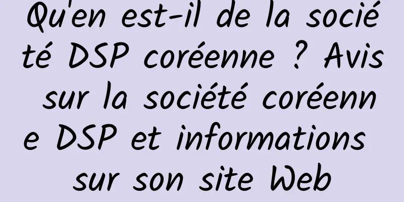 Qu'en est-il de la société DSP coréenne ? Avis sur la société coréenne DSP et informations sur son site Web