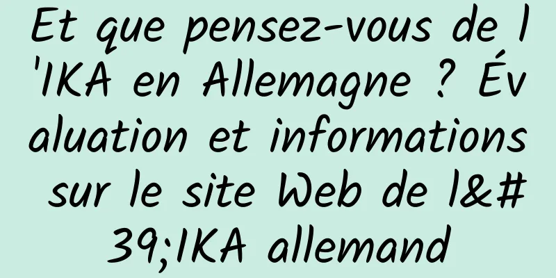 Et que pensez-vous de l'IKA en Allemagne ? Évaluation et informations sur le site Web de l'IKA allemand