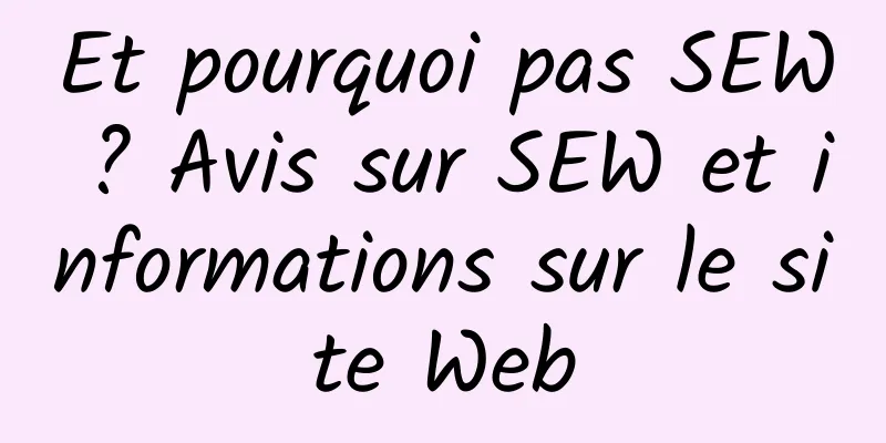 Et pourquoi pas SEW ? Avis sur SEW et informations sur le site Web