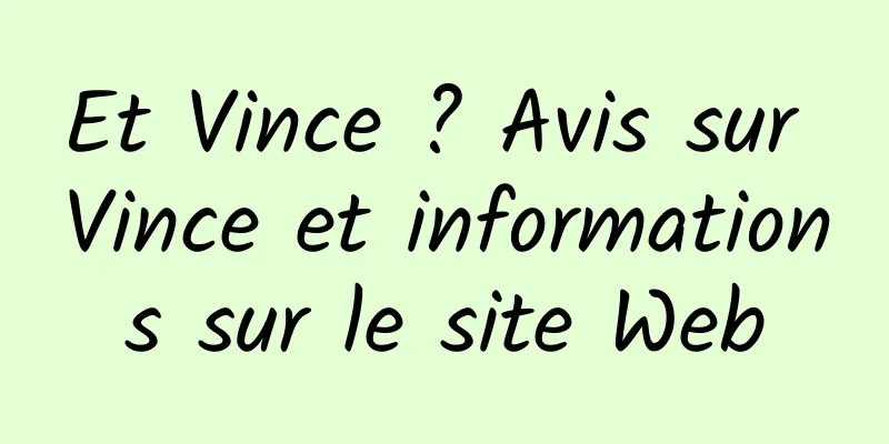 Et Vince ? Avis sur Vince et informations sur le site Web