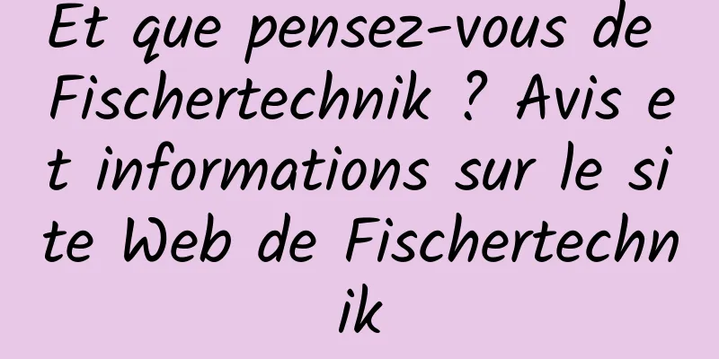 Et que pensez-vous de Fischertechnik ? Avis et informations sur le site Web de Fischertechnik