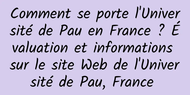 Comment se porte l'Université de Pau en France ? Évaluation et informations sur le site Web de l'Université de Pau, France 