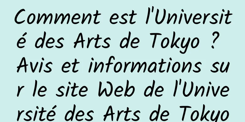 Comment est l'Université des Arts de Tokyo ? Avis et informations sur le site Web de l'Université des Arts de Tokyo