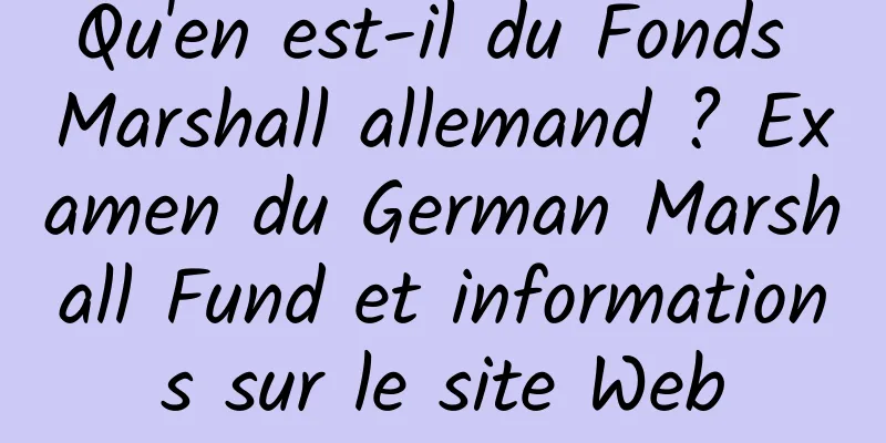 Qu'en est-il du Fonds Marshall allemand ? Examen du German Marshall Fund et informations sur le site Web