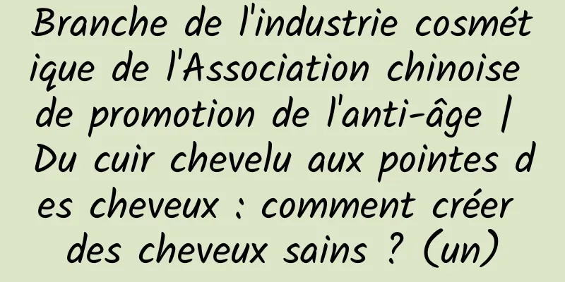 Branche de l'industrie cosmétique de l'Association chinoise de promotion de l'anti-âge | Du cuir chevelu aux pointes des cheveux : comment créer des cheveux sains ? (un)