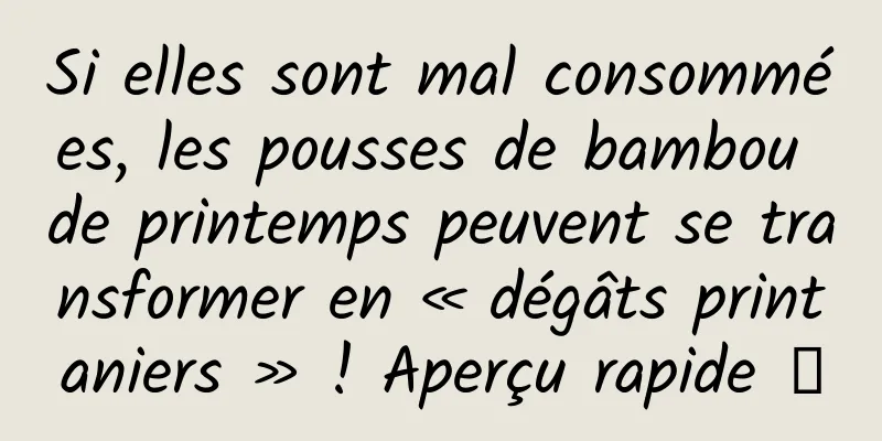 Si elles sont mal consommées, les pousses de bambou de printemps peuvent se transformer en « dégâts printaniers » ! Aperçu rapide →