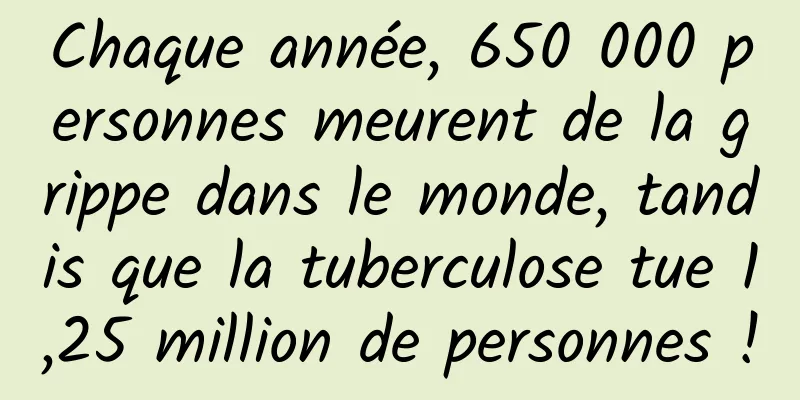 Chaque année, 650 000 personnes meurent de la grippe dans le monde, tandis que la tuberculose tue 1,25 million de personnes !
