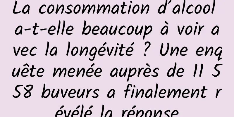 La consommation d’alcool a-t-elle beaucoup à voir avec la longévité ? Une enquête menée auprès de 11 558 buveurs a finalement révélé la réponse