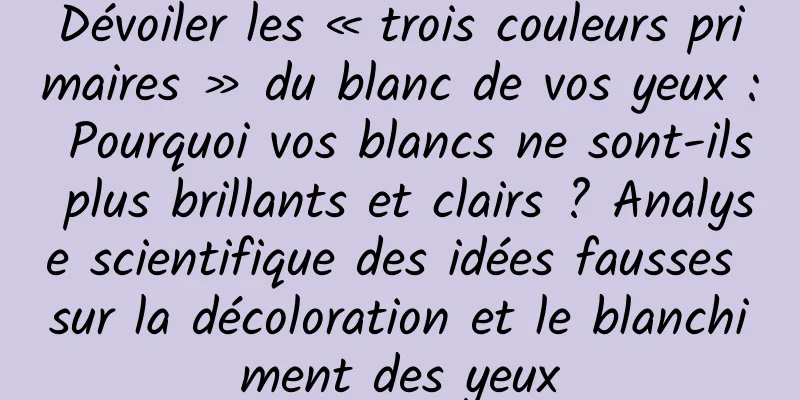 Dévoiler les « trois couleurs primaires » du blanc de vos yeux : Pourquoi vos blancs ne sont-ils plus brillants et clairs ? Analyse scientifique des idées fausses sur la décoloration et le blanchiment des yeux