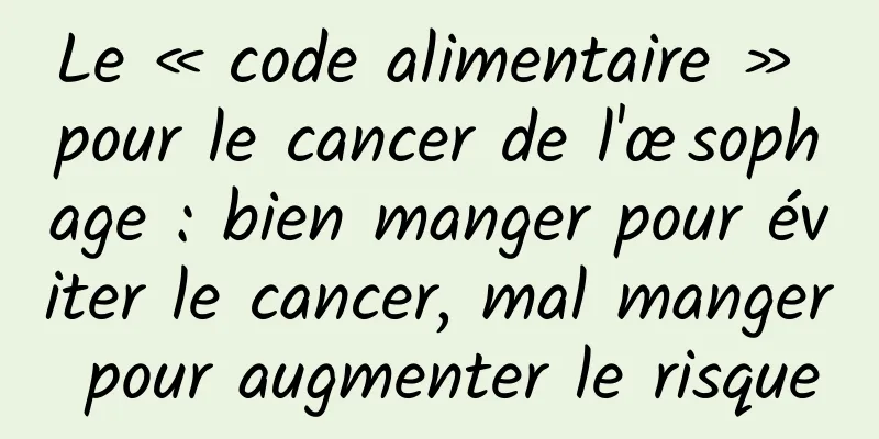 Le « code alimentaire » pour le cancer de l'œsophage : bien manger pour éviter le cancer, mal manger pour augmenter le risque