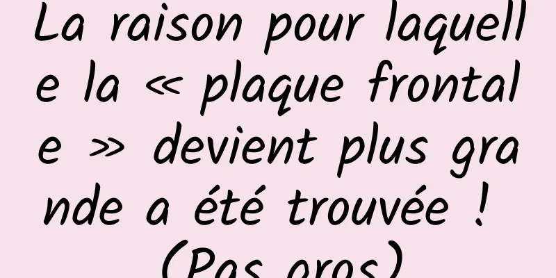 La raison pour laquelle la « plaque frontale » devient plus grande a été trouvée ! (Pas gros)