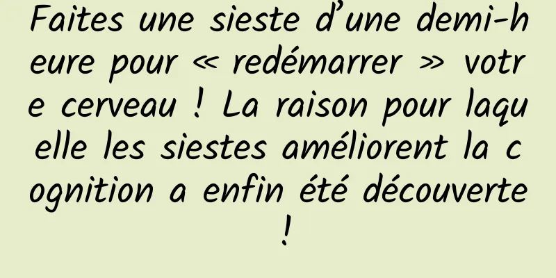 Faites une sieste d’une demi-heure pour « redémarrer » votre cerveau ! La raison pour laquelle les siestes améliorent la cognition a enfin été découverte !