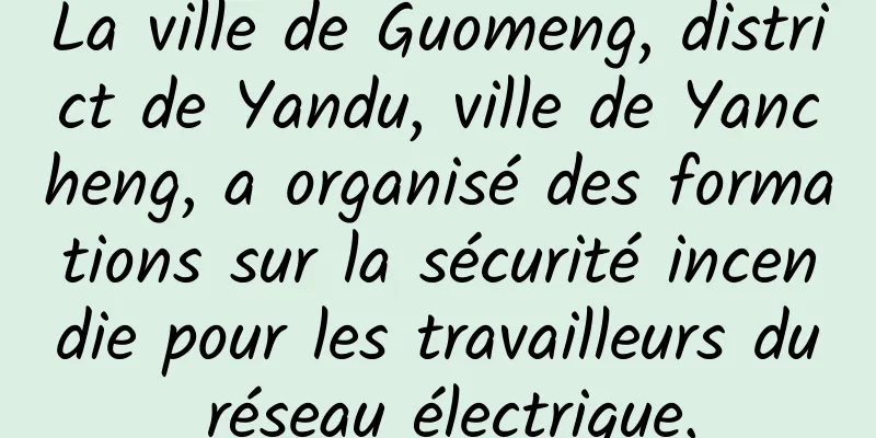 La ville de Guomeng, district de Yandu, ville de Yancheng, a organisé des formations sur la sécurité incendie pour les travailleurs du réseau électrique.