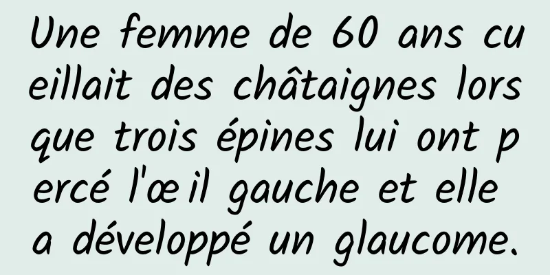 Une femme de 60 ans cueillait des châtaignes lorsque trois épines lui ont percé l'œil gauche et elle a développé un glaucome.