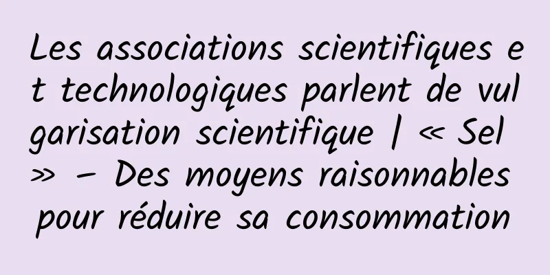 Les associations scientifiques et technologiques parlent de vulgarisation scientifique | « Sel » – Des moyens raisonnables pour réduire sa consommation