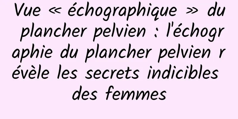 Vue « échographique » du plancher pelvien : l'échographie du plancher pelvien révèle les secrets indicibles des femmes