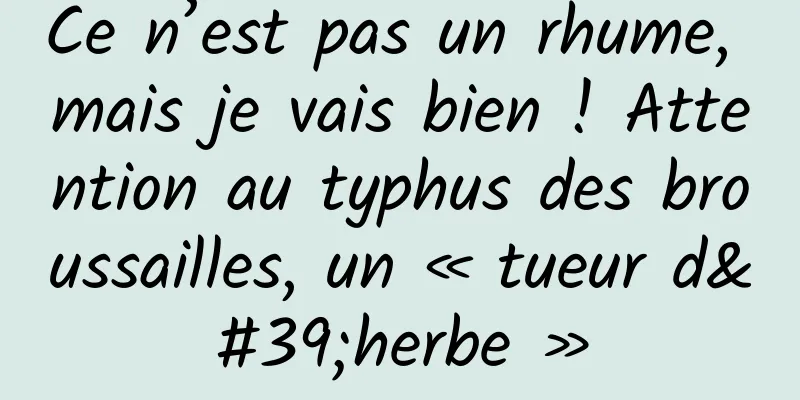 Ce n’est pas un rhume, mais je vais bien ! Attention au typhus des broussailles, un « tueur d'herbe »