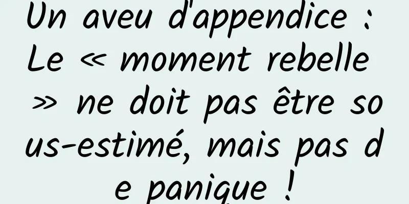 Un aveu d'appendice : Le « moment rebelle » ne doit pas être sous-estimé, mais pas de panique !