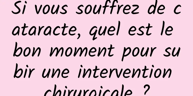 Si vous souffrez de cataracte, quel est le bon moment pour subir une intervention chirurgicale ?