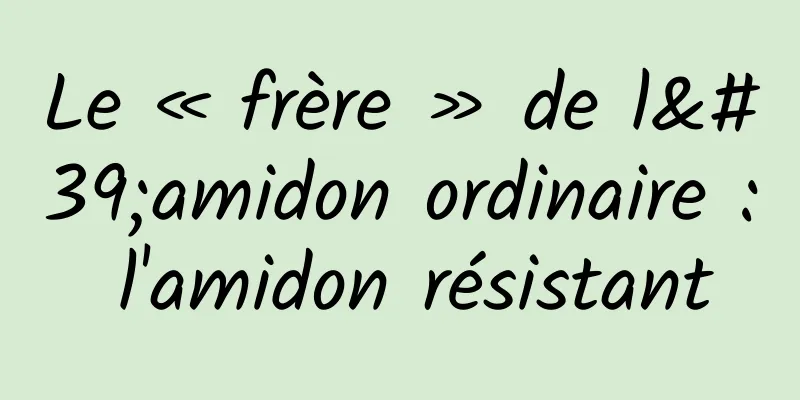 Le « frère » de l'amidon ordinaire : l'amidon résistant