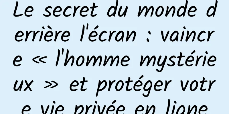 Le secret du monde derrière l'écran : vaincre « l'homme mystérieux » et protéger votre vie privée en ligne