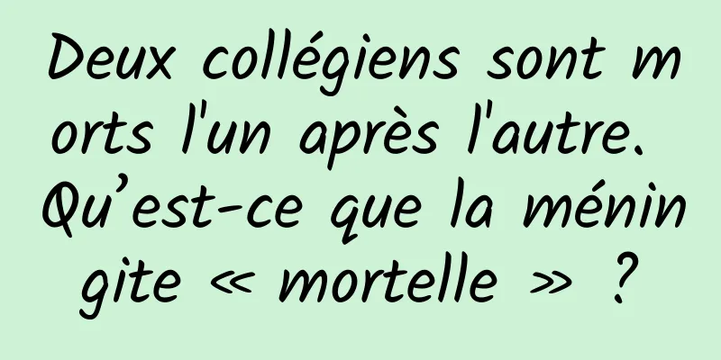 Deux collégiens sont morts l'un après l'autre. Qu’est-ce que la méningite « mortelle » ?