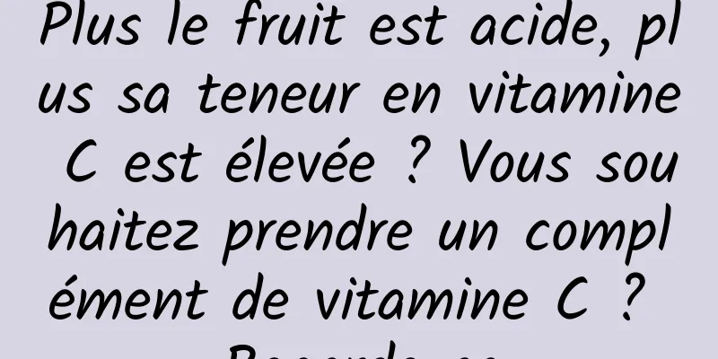 Plus le fruit est acide, plus sa teneur en vitamine C est élevée ? Vous souhaitez prendre un complément de vitamine C ? Regarde ça