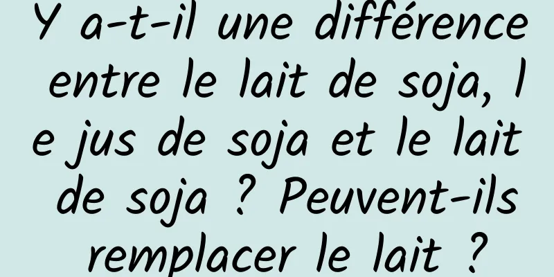 Y a-t-il une différence entre le lait de soja, le jus de soja et le lait de soja ? Peuvent-ils remplacer le lait ?