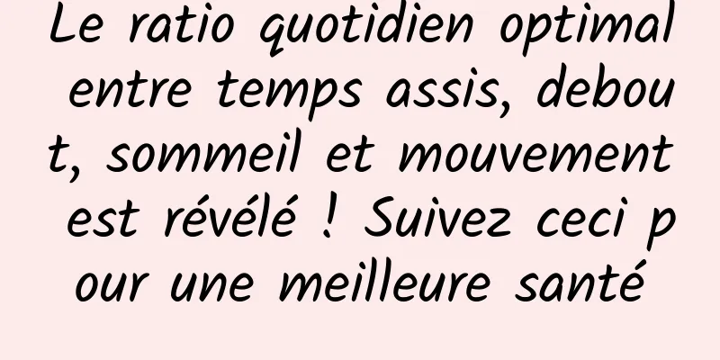 Le ratio quotidien optimal entre temps assis, debout, sommeil et mouvement est révélé ! Suivez ceci pour une meilleure santé