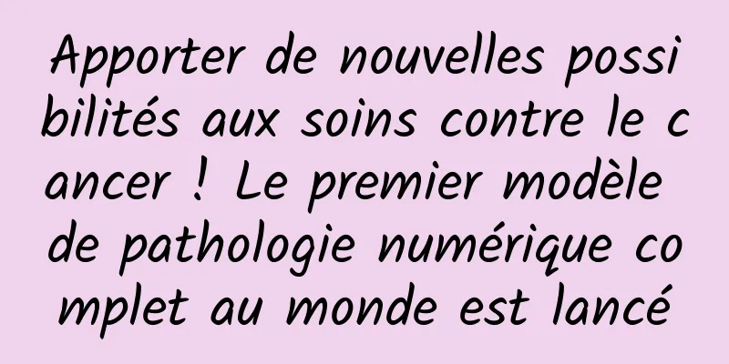 Apporter de nouvelles possibilités aux soins contre le cancer ! Le premier modèle de pathologie numérique complet au monde est lancé