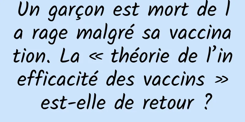 Un garçon est mort de la rage malgré sa vaccination. La « théorie de l’inefficacité des vaccins » est-elle de retour ?