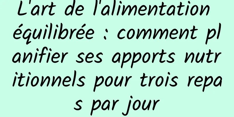L'art de l'alimentation équilibrée : comment planifier ses apports nutritionnels pour trois repas par jour