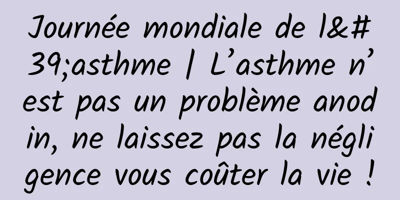 Journée mondiale de l'asthme | L’asthme n’est pas un problème anodin, ne laissez pas la négligence vous coûter la vie !