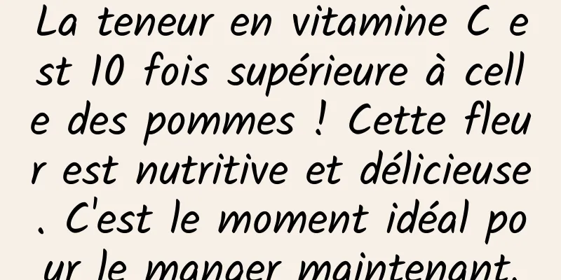 La teneur en vitamine C est 10 fois supérieure à celle des pommes ! Cette fleur est nutritive et délicieuse. C'est le moment idéal pour le manger maintenant.