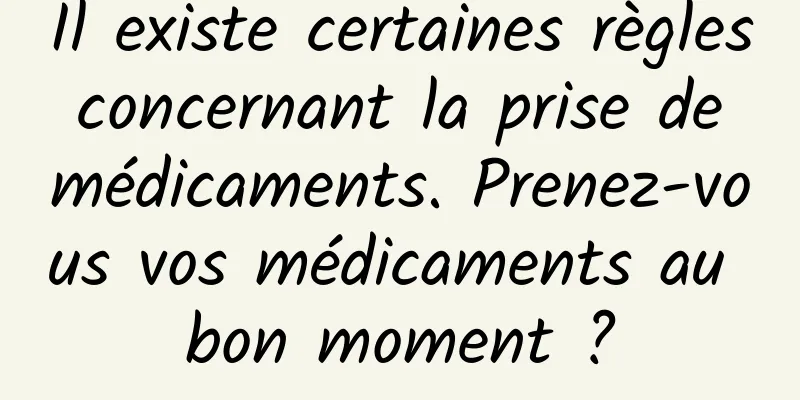 Il existe certaines règles concernant la prise de médicaments. Prenez-vous vos médicaments au bon moment ?