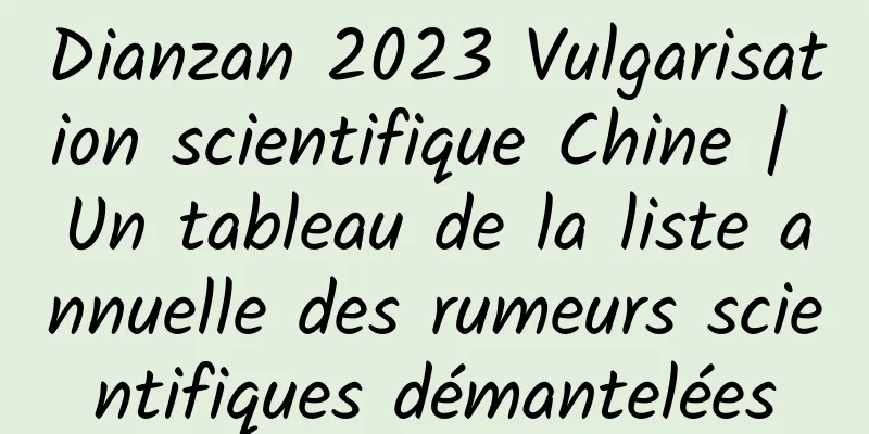 Dianzan 2023 Vulgarisation scientifique Chine | Un tableau de la liste annuelle des rumeurs scientifiques démantelées