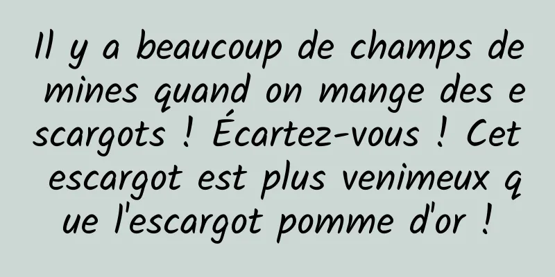 Il y a beaucoup de champs de mines quand on mange des escargots ! Écartez-vous ! Cet escargot est plus venimeux que l'escargot pomme d'or !