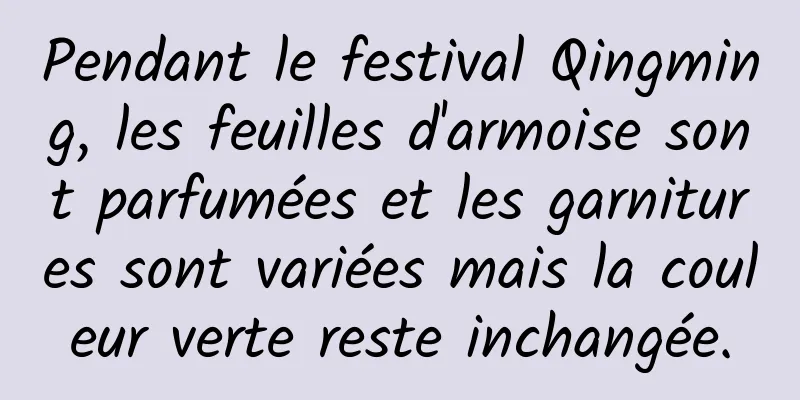 Pendant le festival Qingming, les feuilles d'armoise sont parfumées et les garnitures sont variées mais la couleur verte reste inchangée.
