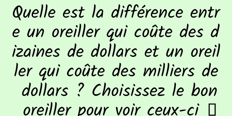 Quelle est la différence entre un oreiller qui coûte des dizaines de dollars et un oreiller qui coûte des milliers de dollars ? Choisissez le bon oreiller pour voir ceux-ci →
