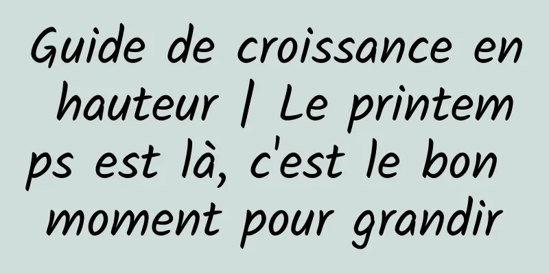 Guide de croissance en hauteur | Le printemps est là, c'est le bon moment pour grandir