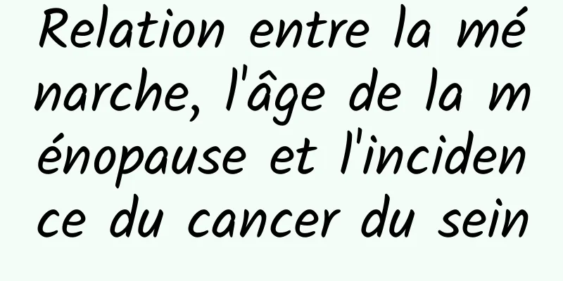 Relation entre la ménarche, l'âge de la ménopause et l'incidence du cancer du sein