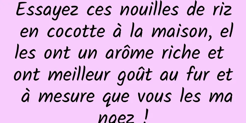 Essayez ces nouilles de riz en cocotte à la maison, elles ont un arôme riche et ont meilleur goût au fur et à mesure que vous les mangez !